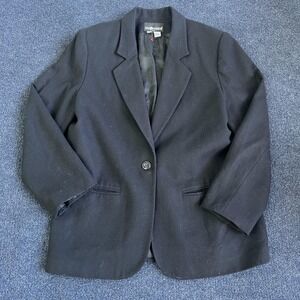 Sag Harbor Blazer Womens 14 Black Wool Single Button Lined Career Jacket